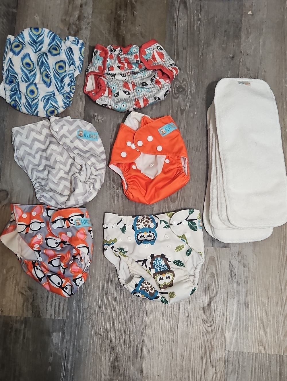 Reusable Cloth Diaper Cover Set 6 OS Alvababy, Thirsties, Rumparooz + 6 Inserts